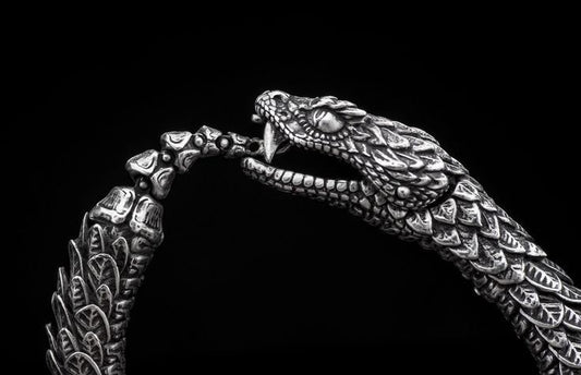 12mm wide, Unique Oxidized Snake Bracelet | 925 Sterling Silver Oxidized Bracelet | Unisex Jewelry | With Certificate of Authenticity and 925 Hallmark - caratsutra