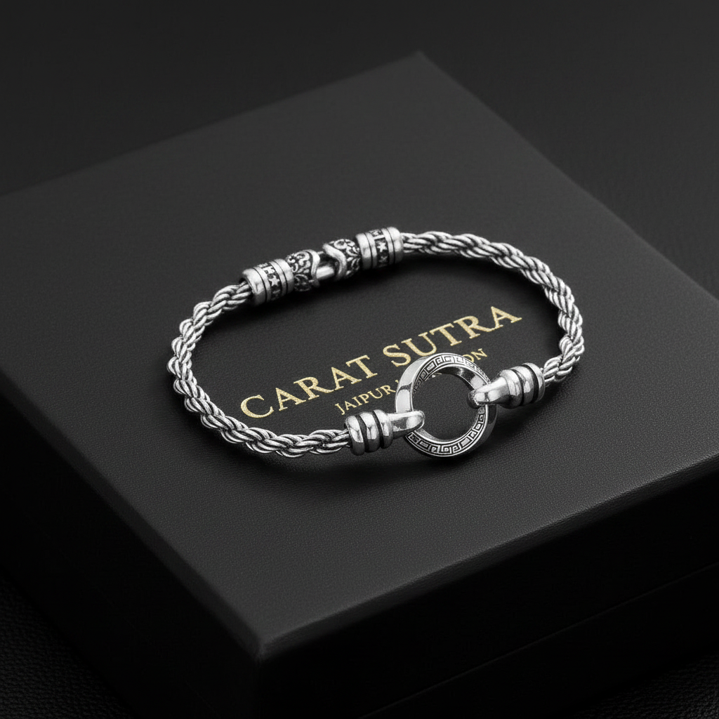 3.5mm Hoop Rope Bracelet | 925 Sterling Silver Bracelet, studded | With Certificate of Authenticity and 925 Hallmark