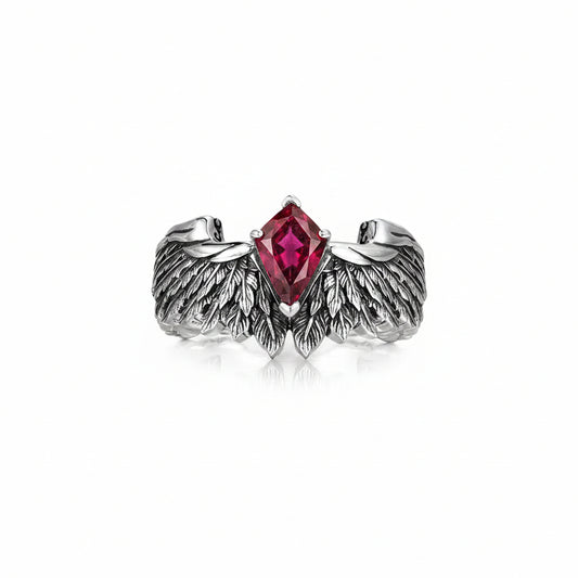 RARE PRINCE by CARAT SUTRA | Exclusive Adjustable Feather Band studded with Natural Blue Sapphire, Oxidized Sterling Silver 925 Ring | With Certificate of Authenticity and 925 Hallmark - caratsutra