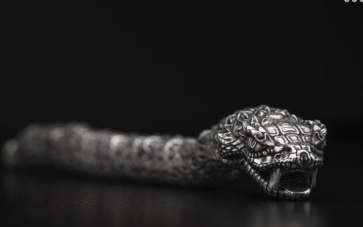 12mm wide, Unique Oxidized Snake Bracelet | 925 Sterling Silver Oxidized Bracelet | Unisex Jewelry | With Certificate of Authenticity and 925 Hallmark - caratsutra