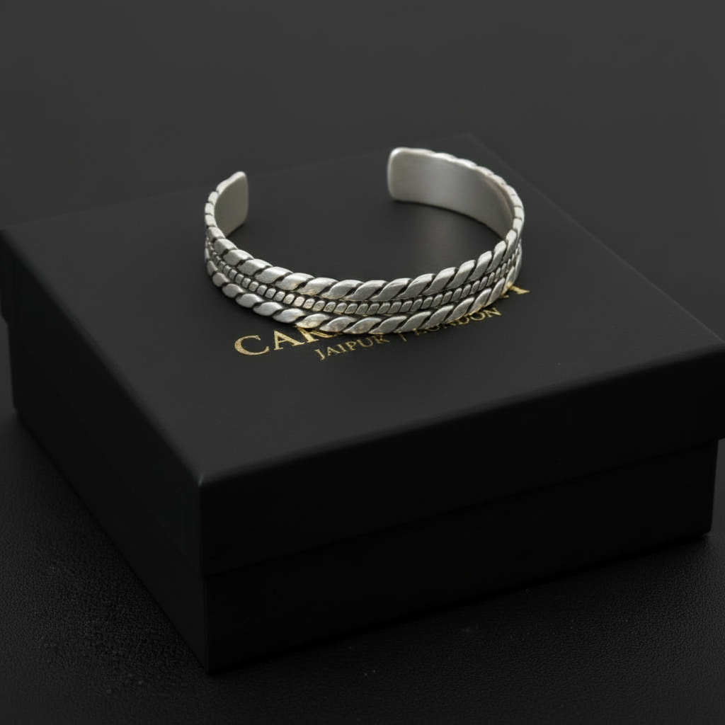 Handwoven bangle | Matt / Shiny Finish Adjustable Cuff Style Bangle / kadaa | 925 Sterling Silver