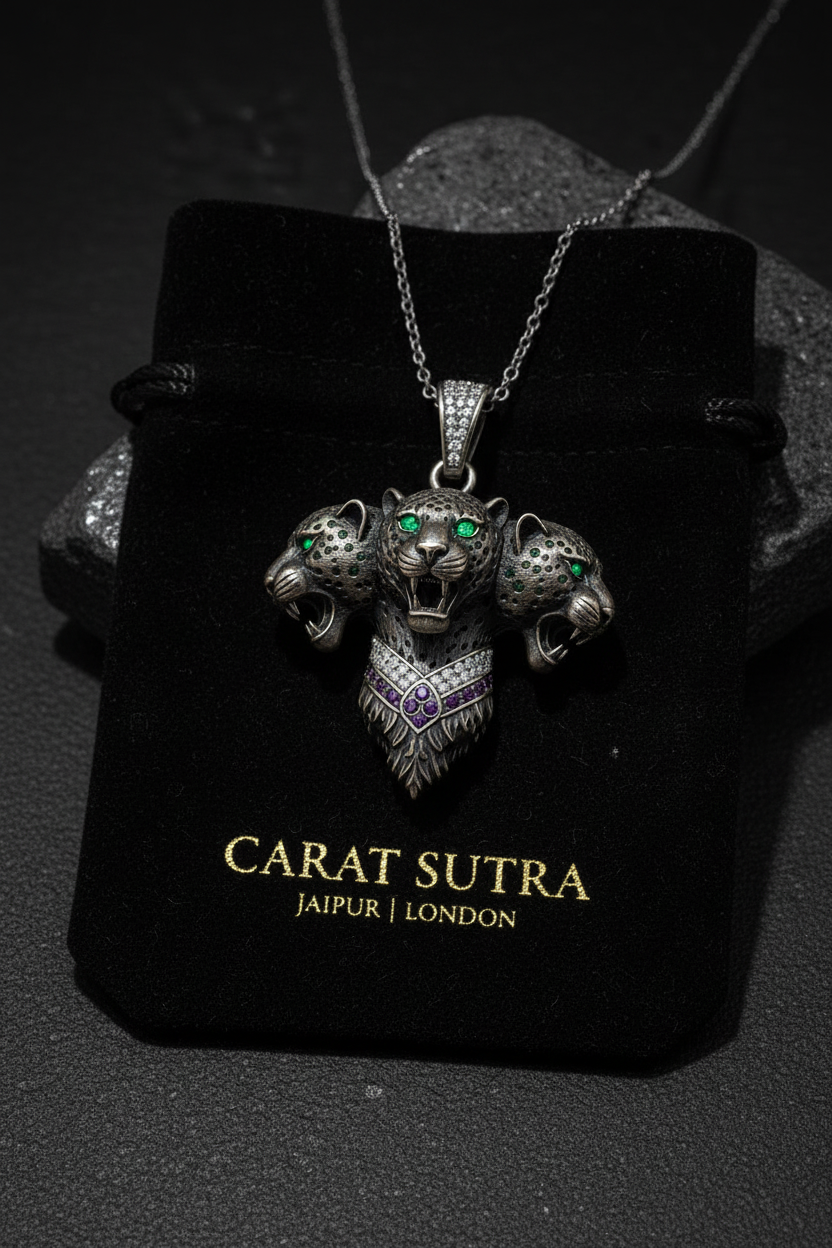 Unique Designed Jaguar Pendant for Men | 925 Sterling Silver Oxidized Pendant | With Certificate of Authenticity and 925 Hallmark
