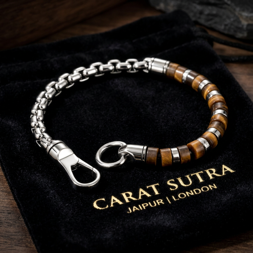 4mm Tiger Eye Box Chain Bracelet | 925 Sterling Silver Bracelet