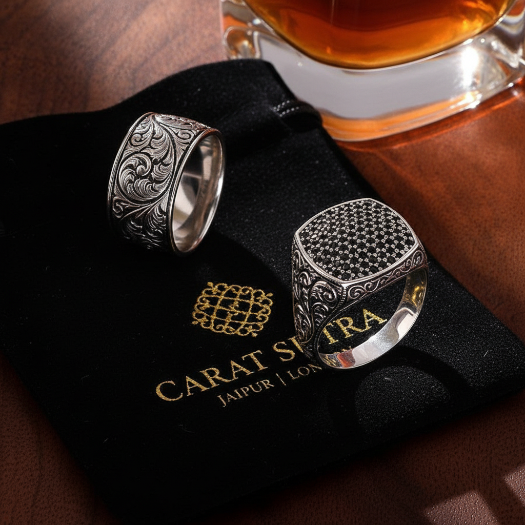 RARE PRINCE by CARAT SUTRA | Exclusive Premium Classic Band Ring for Men, Oxidized Sterling Silver 925 Ring | Jewellery for Men| With Certificate of Authenticity and 925 Hallmark - caratsutra