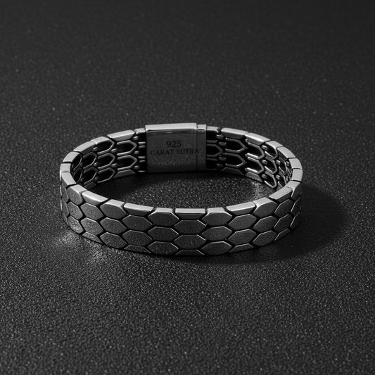 3 Row, 18mm, Snake Scale Bracelet | 925 Sterling Silver with Hallmark - caratsutra