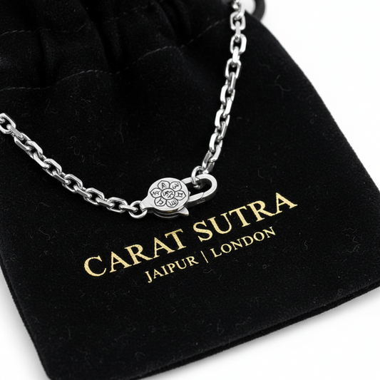 Minimalist 4mm Oxidised Cable Chain | 925 Sterling Silver Chain with Hallmark - caratsutra