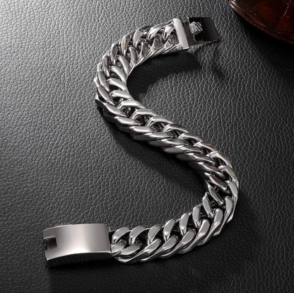 RARE PRINCE by CARAT SUTRA | Unique Retro Cuban High Polished Bracelet for Men | 925 Sterling Silver Bracelet | Men's Jewelry | With Certificate of Authenticity and 925 Hallmark - caratsutra