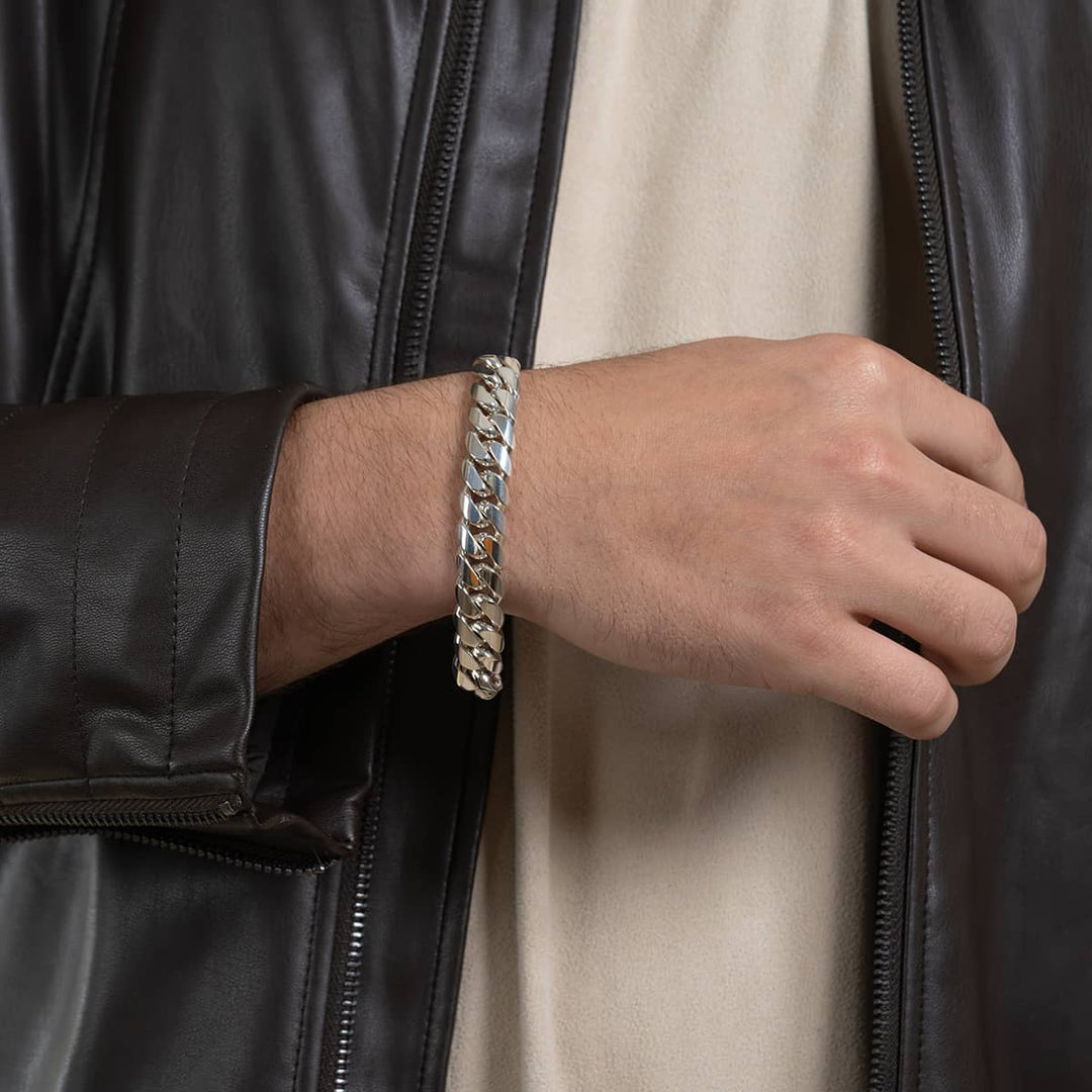 RARE PRINCE by CARAT SUTRA | 12mm Wide Solid Miami Cuban Link Bracelet |925 Sterling Silver Bracelet | Men's Jewelry | With Certificate of Authenticity and 925 Hallmark