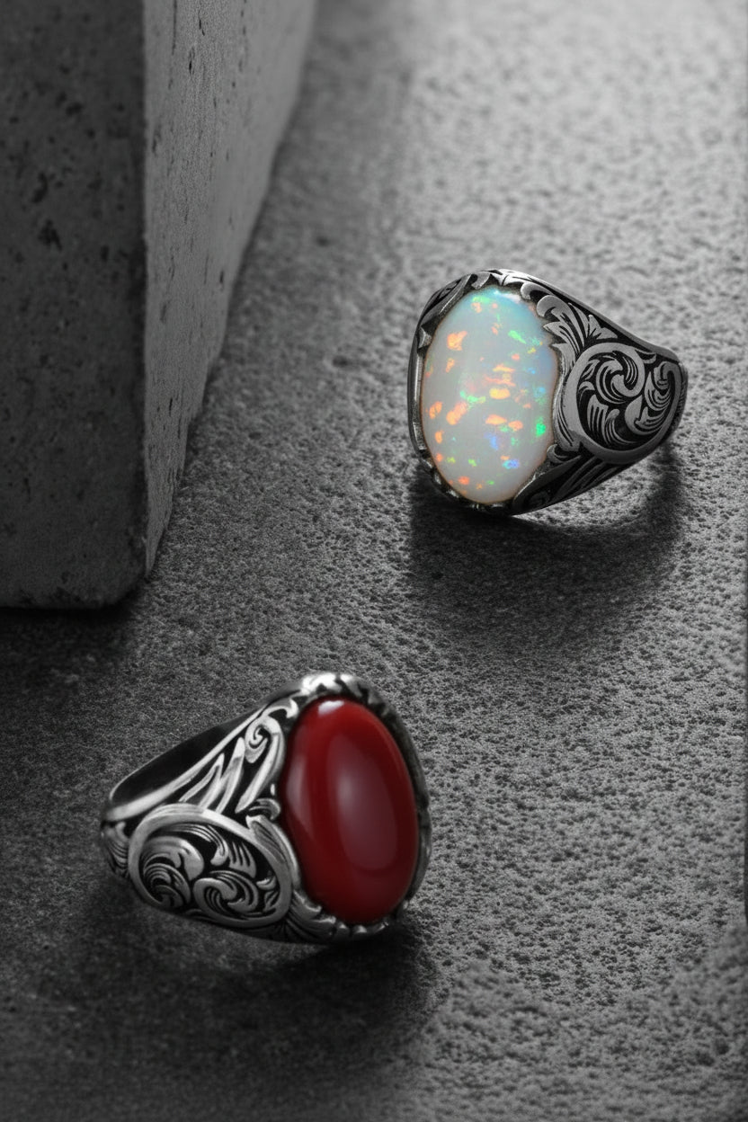 RARE PRINCE by CARAT SUTRA | Unique Designed Turkish Style Ring with Natural Zambian Emerald | 925 Sterling Silver Oxidized Ring | With Certificate of Authenticity and 925 Hallmark