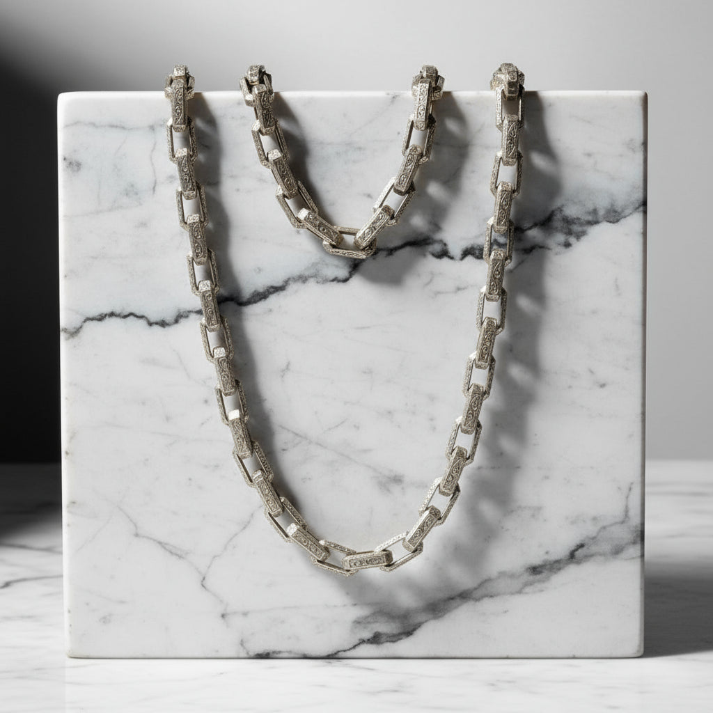 RARE PRINCE by CARAT SUTRA | Unique Vintage Artistry Ancient Oxidized Chain | 925 Sterling Silver Chain | Men's Jewelry | With Certificate of Authenticity and 925 Hallmark - caratsutra