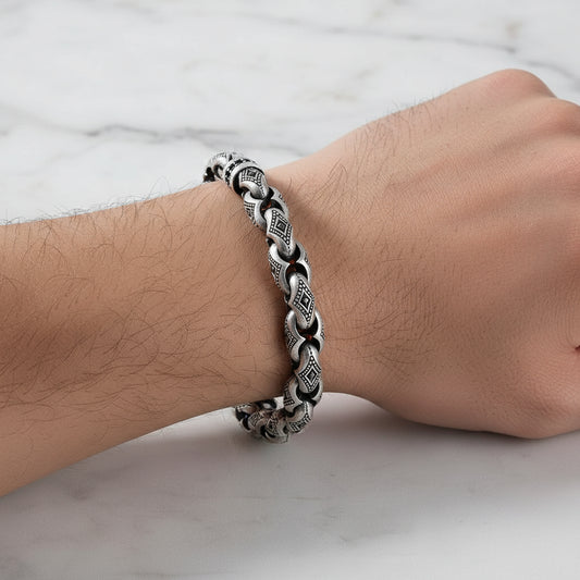 Unique Hand Engraved Vintage Oxidized Bracelet | 35g, 925 Sterling Silver Bracelet | With Certificate of Authenticity and 925 Hallmark