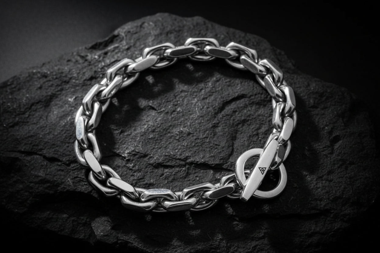 14mm Wide T-Bar Toggle chain Bracelet | 925 Sterling Silver Bracelet | Men's Jewelry | With Certificate of Authenticity and 925 Hallmark - caratsutra