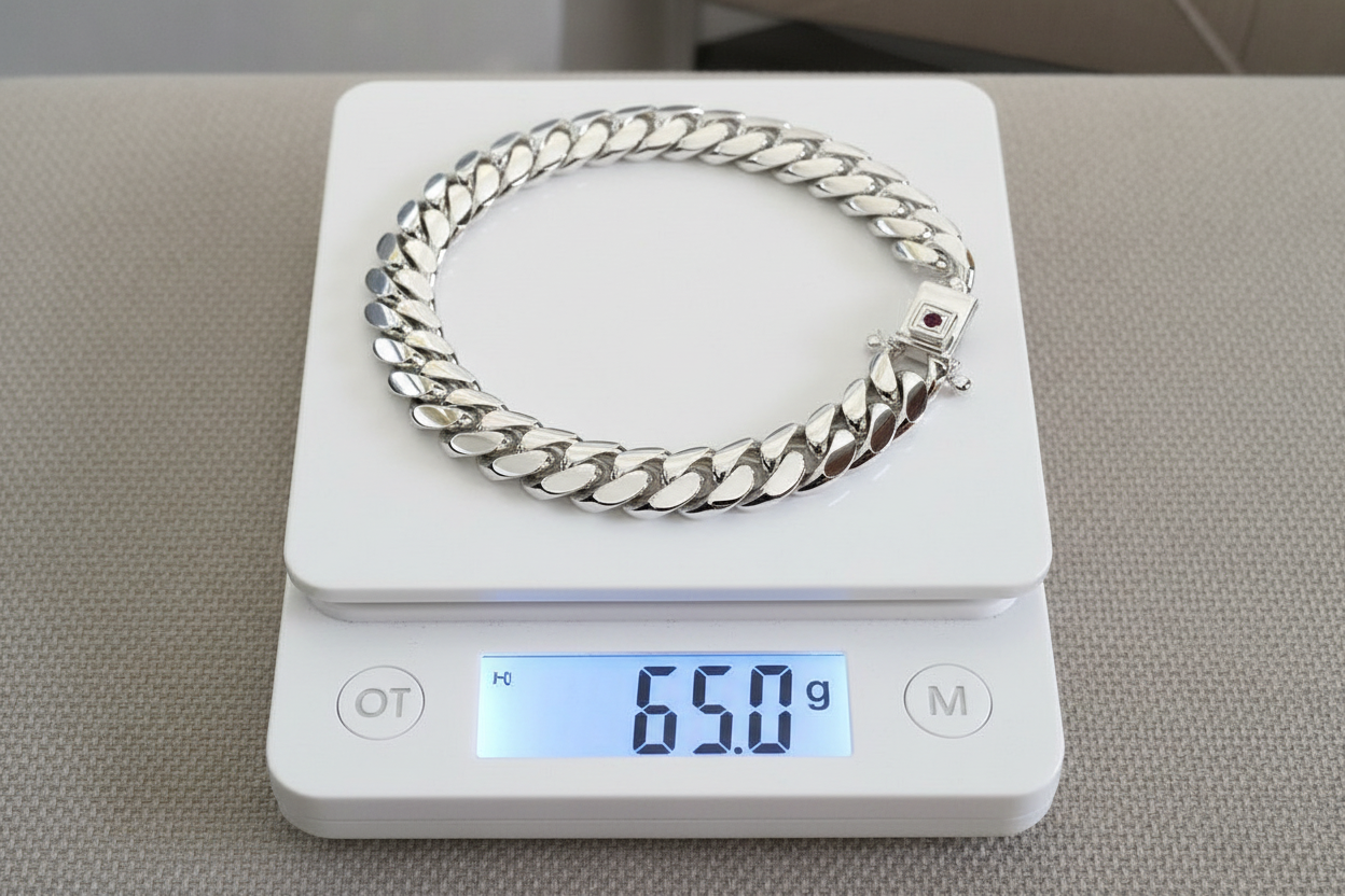 12mm Wide Solid Miami Cuban Link Bracelet with Ruby stone lock |925 Sterling Silver Bracelet | Men's Jewelry | With Certificate of Authenticity and 925 Hallmark - caratsutra