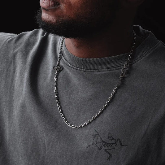 4mm wide Snake lock chain Oxidised Box Chain | 925 Sterling Silver Chain | Men's Jewelry | With Certificate of Authenticity and 925 Hallmark (Copy) - caratsutra