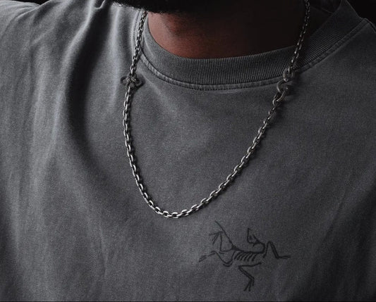 4mm wide Snake lock chain Oxidised Box Chain | 925 Sterling Silver Chain | Men's Jewelry | With Certificate of Authenticity and 925 Hallmark (Copy) - caratsutra