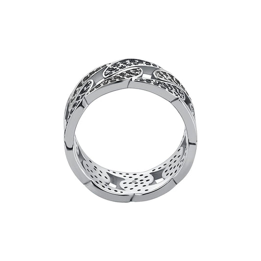 6mm wide Iced Out Cuban link Band Ring for Men, Sterling Silver 925 Ring | Jewellery for Men| With Certificate of Authenticity and 925 Hallmark - caratsutra
