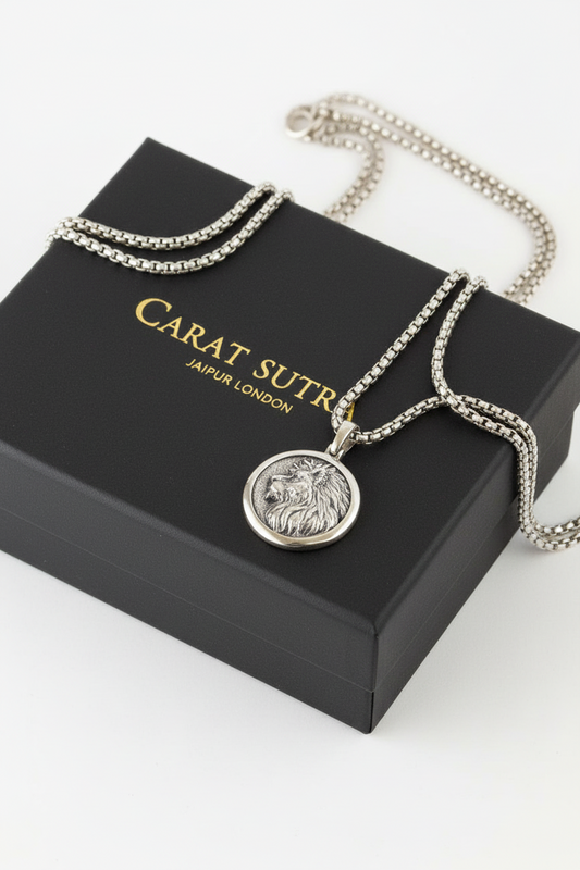 Unique Lion Pendant for Men | 925 Sterling Silver Oxidized Pendant | With Certificate of Authenticity and 925 Hallmark - caratsutra
