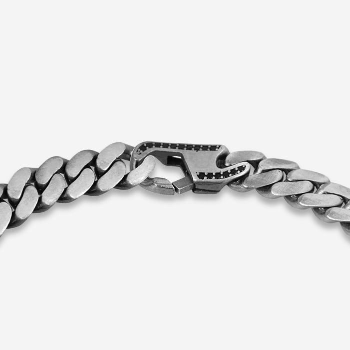10mm Wide Solid Miami Cuban Link Bracelet with custom name initials studded with AAA black zircons | 925 Sterling Silver Bracelet | With Certificate of Authenticity and 925 Hallmark