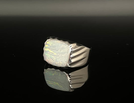 Unique Designed Turkish Style Ring with 10ct Fire Australian Opal | 925 Sterling Silver Oxidized Ring | With Certificate of Authenticity and 925 Hallmark