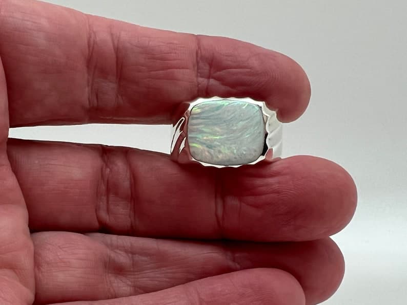 Unique Designed Turkish Style Ring with 10ct Fire Australian Opal | 925 Sterling Silver Oxidized Ring | With Certificate of Authenticity and 925 Hallmark