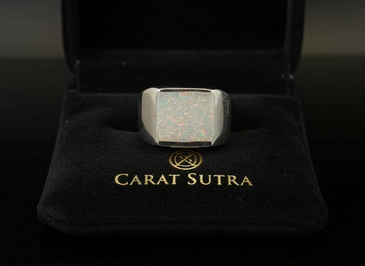 Unique Designed Turkish Style Ring with 8ct Oval Fire Australian Opal | 925 Sterling Silver Oxidized Ring | With Certificate of Authenticity and 925 Hallmark