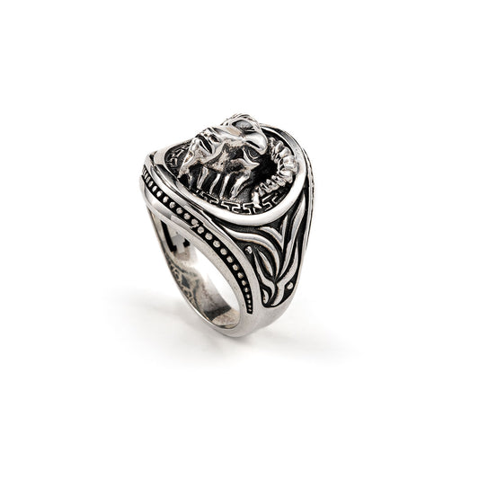 Unique Goat Ring with Versace design | 925 Sterling Silver Oxidized Ring | With Certificate of Authenticity and 925 Hallmark