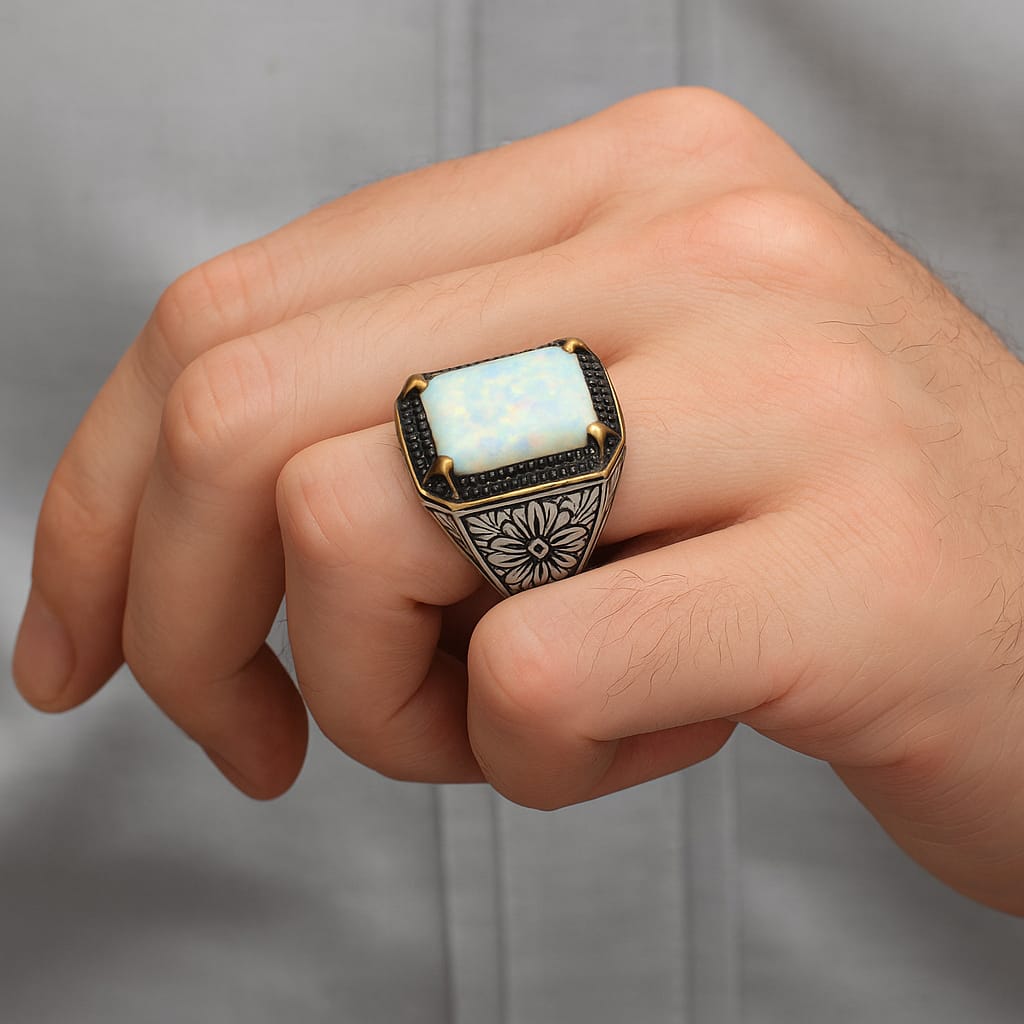 Unique Designed Turkish Style Ring with Excellent quality 10ct Fire Australian Opal | 925 Sterling Silver Oxidized Ring | With Certificate of Authenticity and 925 Hallmark