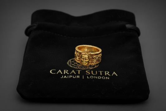 RARE PRINCE by CARAT SUTRA | Unique Designed Solid 3D Shiva Face Band Ring | 925 Sterling Silver Oxidized Ring | With Certificate of Authenticity and 925 Hallmark - caratsutra