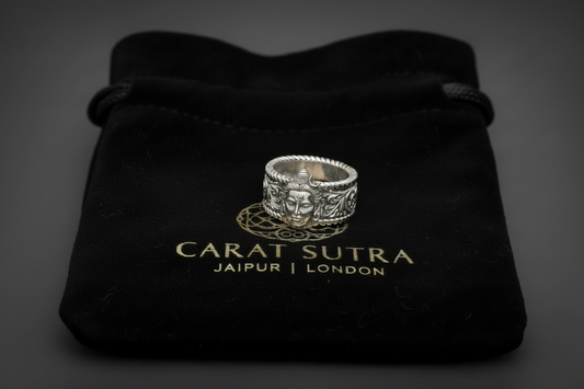 RARE PRINCE by CARAT SUTRA | Unique Designed Solid 3D Shiva Face Band Ring | 925 Sterling Silver Oxidized Ring | With Certificate of Authenticity and 925 Hallmark - caratsutra