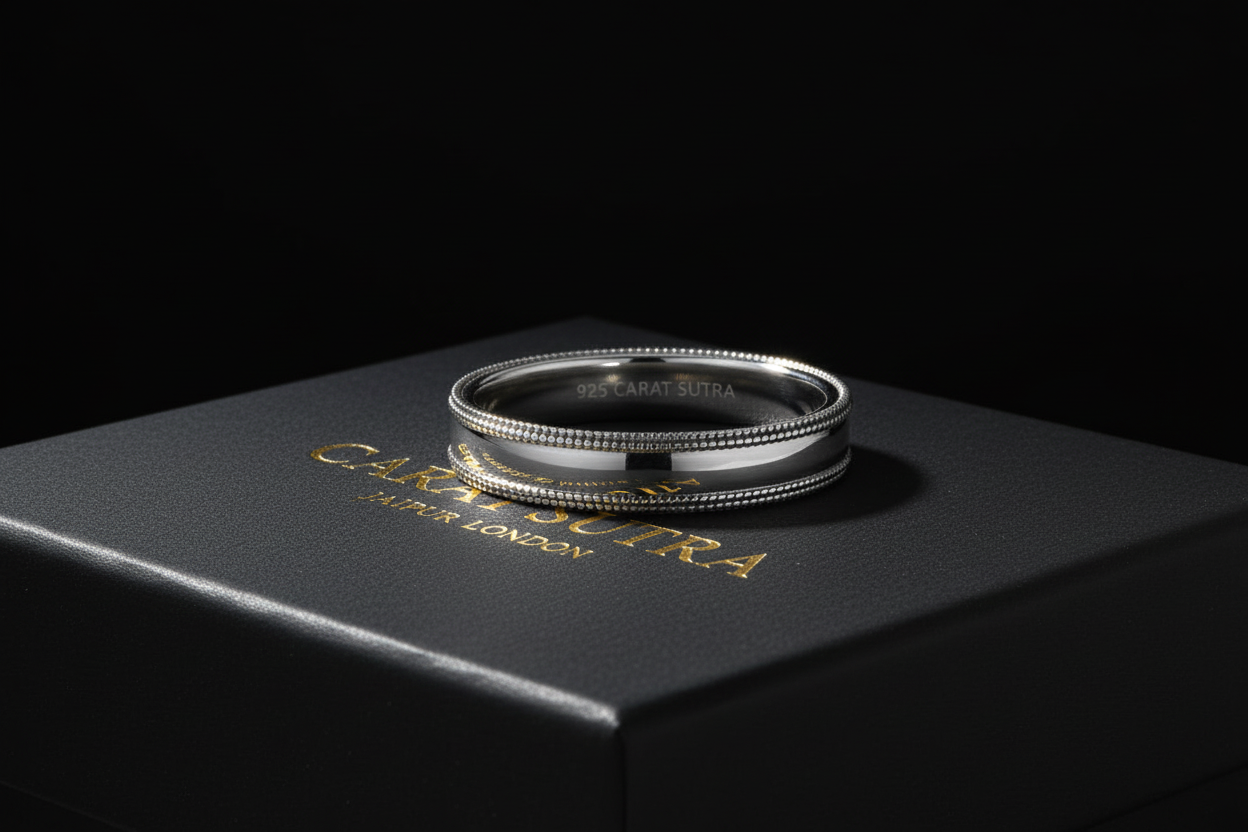 4mm wide Unique designed Band Ring, Brush Matt-Finish, Sterling Silver 925 Ring | Jewellery for Men| With Certificate of Authenticity and 925 Hallmark - caratsutra