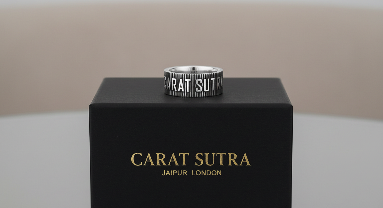Exclusive CARAT SUTRA Band Ring, Oxidized Sterling Silver 925 Ring | With Certificate of Authenticity and 925 Hallmark - caratsutra