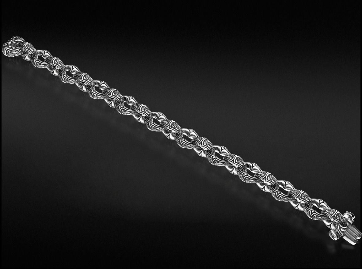 RARE PRINCE by CARAT SUTRA | Unique Real Biker Bracelet for Men | 925 Sterling Silver Bracelet | Men's Jewelry | With Certificate of Authenticity and 925 Hallmark