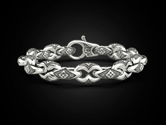 RARE PRINCE by CARAT SUTRA | Unique Real Biker Bracelet for Men | 925 Sterling Silver Bracelet | Men's Jewelry | With Certificate of Authenticity and 925 Hallmark