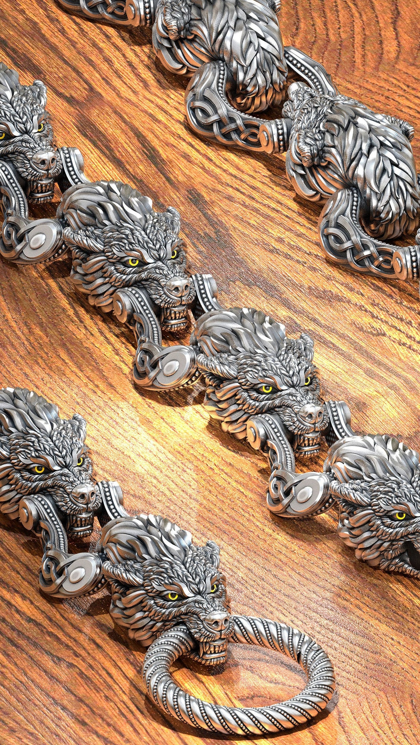 Unique Designed Wolf Bracelet for Men | 925 Sterling Silver Bracelet | Men's Jewelry | With Certificate of Authenticity and 925 Hallmark