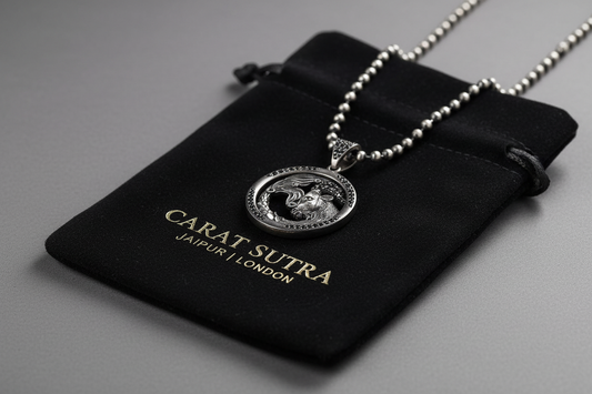 RARE PRINCE by CARAT SUTRA | Unique Capricorn Zodiac Designed Pendant Studded with Black Zircons | Unisex 925 Sterling Silver Oxidized Pendant | Men's Jewelry | With Certificate of Authenticity and 925 Hallmark - caratsutra
