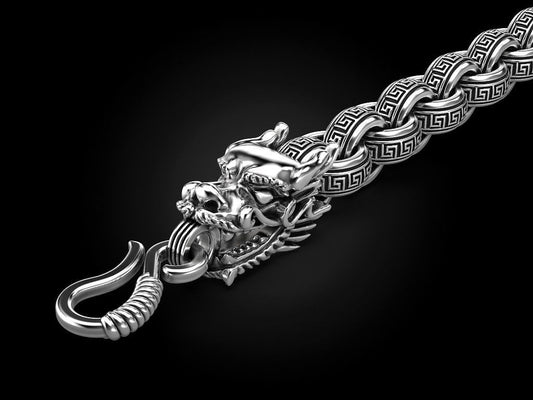 Unique Two Headed Dragon Bracelet for Men | 925 Sterling Silver Bracelet | Men's Jewelry | With Certificate of Authenticity and 925 Hallmark