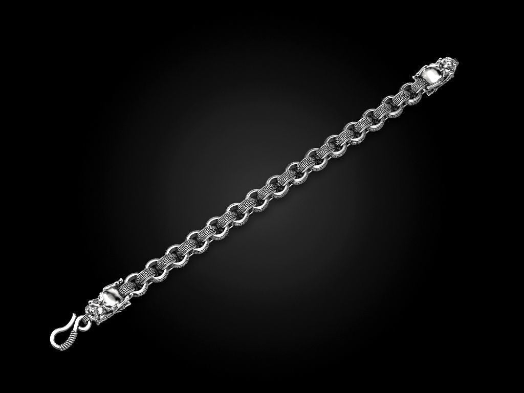 Unique Two Headed Dragon Bracelet for Men | 925 Sterling Silver Bracelet | Men's Jewelry | With Certificate of Authenticity and 925 Hallmark