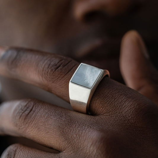 RARE PRINCE by CARAT SUTRA | Unique Turkish Style Ring with Natural Pearl | 925 Sterling Silver Oxidized Ring | Men's Jewelry | With Certificate of Authenticity and 925 Hallmark