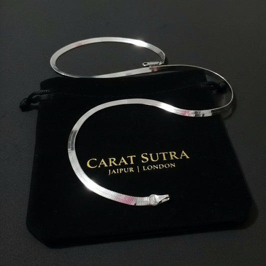 Minimalist Flat 5mm Snake Chain | 925 Sterling Silver Chain | With Certificate of Authenticity and 925 Hallmark - caratsutra