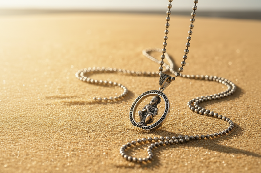1 inch Unique Hanuman Ji Pendant Studded with Black Zircons | Unisex 925 Sterling Silver Oxidized Pendant | Men's Jewelry | With Certificate of Authenticity and 925 Hallmark - caratsutra