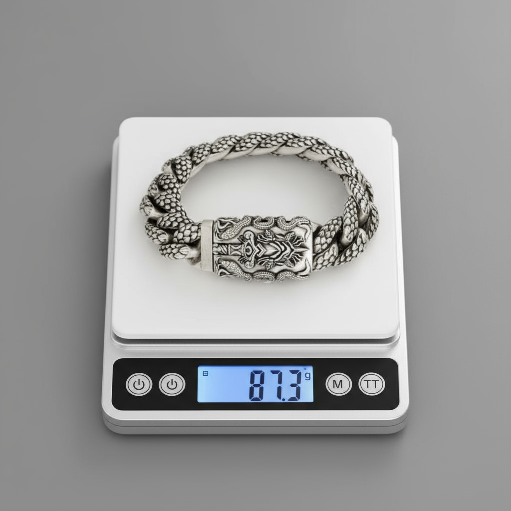 16mm wide Solid. 925 sterling silver bracelet with Snake Textured and Dagger oxidized Cuban design | Sterling Silver Bracelet | With Certificate of Authenticity and 925 Hallmark