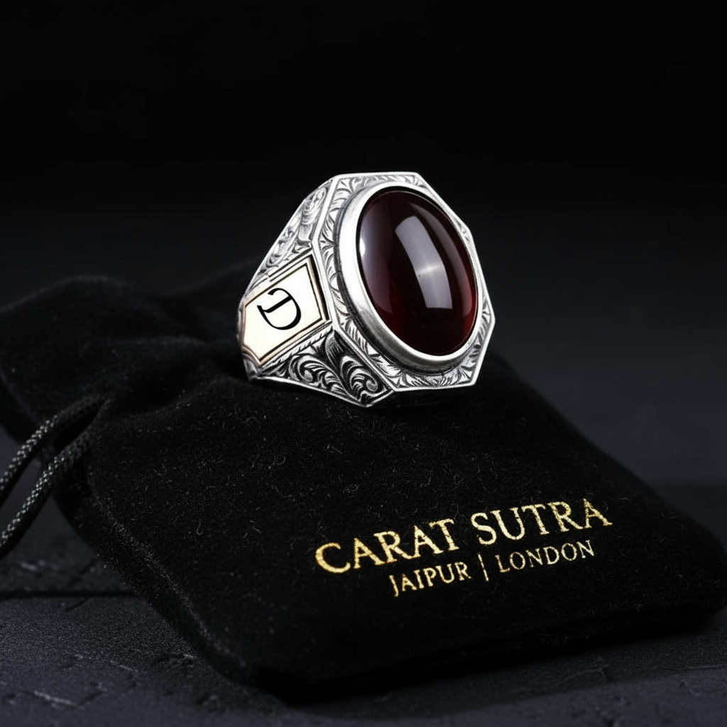 RARE PRINCE by CARAT SUTRA | Unique Designed Turkish Style Ring with Natural Tiger Eye | 925 Sterling Silver Oxidized Ring | Men's Jewelry | With Certificate of Authenticity and 925 Hallmark
