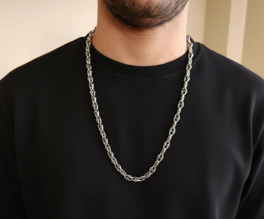 RARE PRINCE by CARAT SUTRA | Unique Vintage Artistry Ancient Oxidized Chain | 925 Sterling Silver Chain | Men's Jewelry | With Certificate of Authenticity and 925 Hallmark