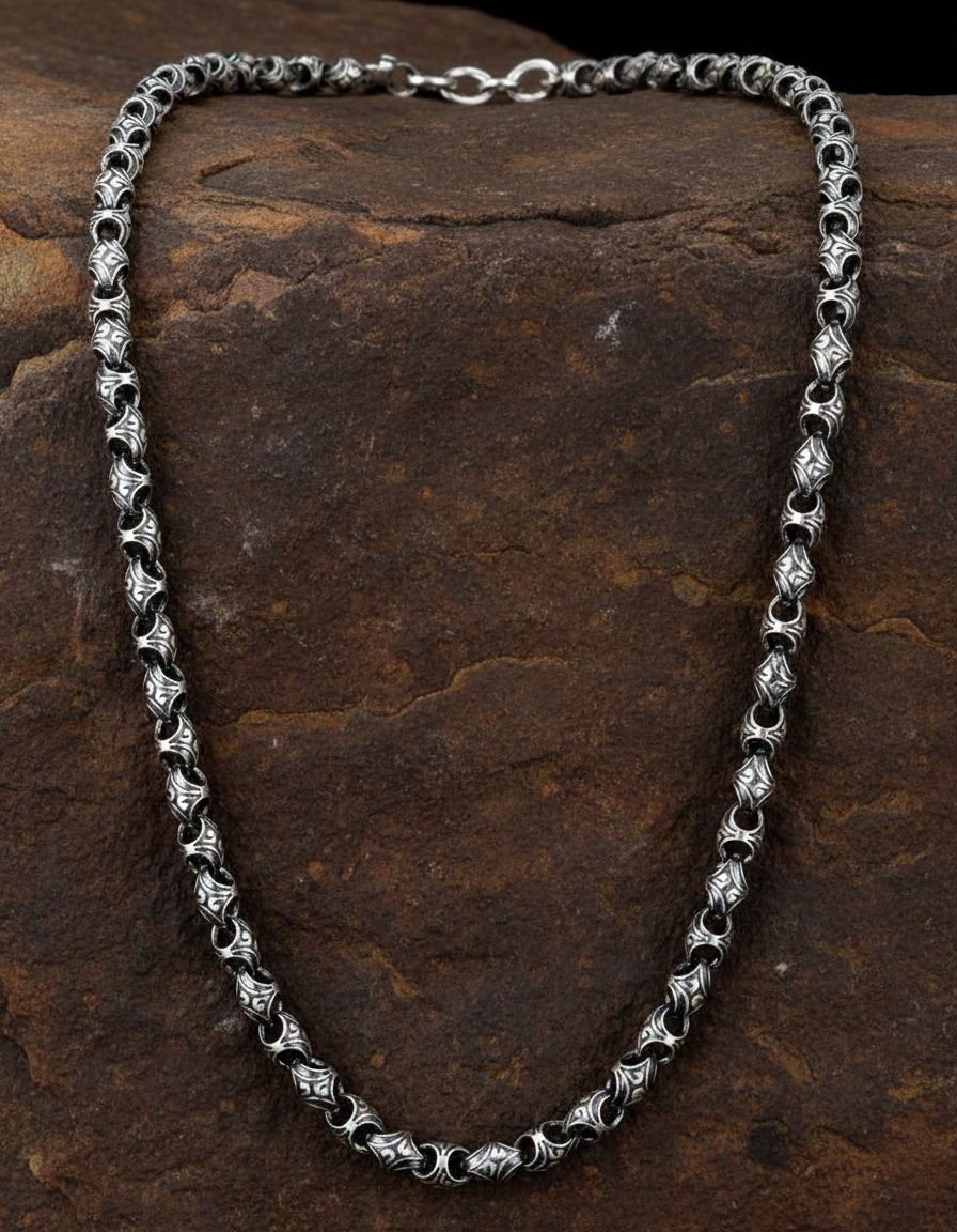 RARE PRINCE by CARAT SUTRA | Unique Vintage Artistry Ancient Oxidized Chain | 925 Sterling Silver Chain | Men's Jewelry | With Certificate of Authenticity and 925 Hallmark