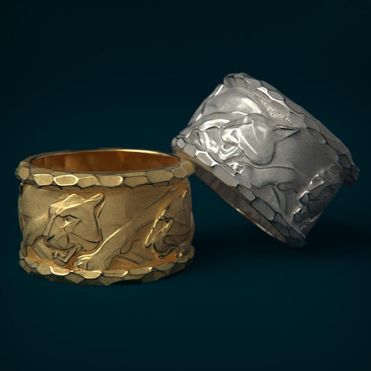 Unique Designed Rhodium Plated Jaguar face Ring Band | 925 Sterling Silver | With Certificate of Authenticity and 925 Hallmark - caratsutra