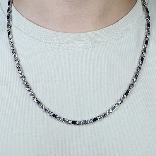 Solid 6mm Infinity Link Chain, studded with Blue Zircon | Chain - caratsutra