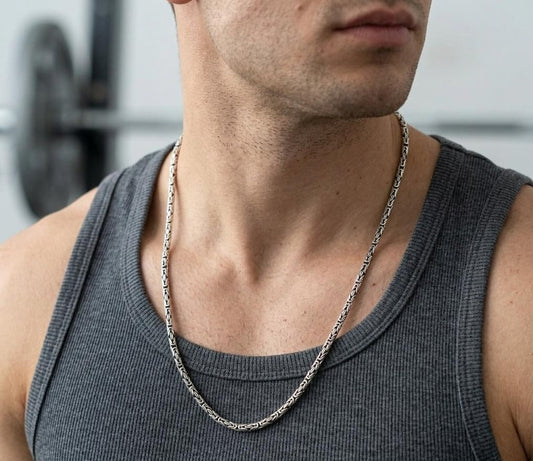 Solid 4mm Byzantine Link Chain | 925 Sterling Silver Chain | With Certificate of Authenticity and 925 Hallmark - caratsutra