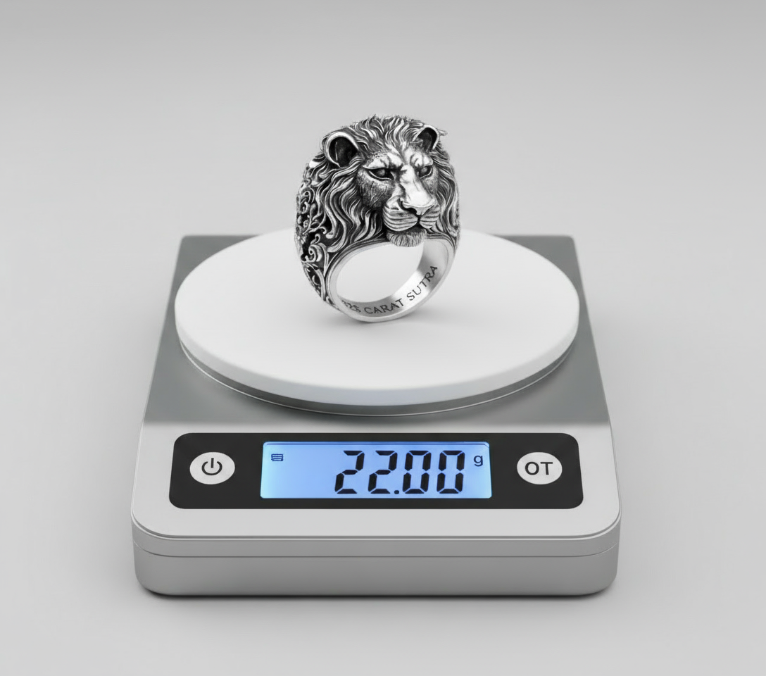 RARE PRINCE by CARAT SUTRA | Unique Designed 3D Lion Face Ring | 925 Sterling Silver Oxidized Ring | Men's Jewelry | With Certificate of Authenticity and 925 Hallmark