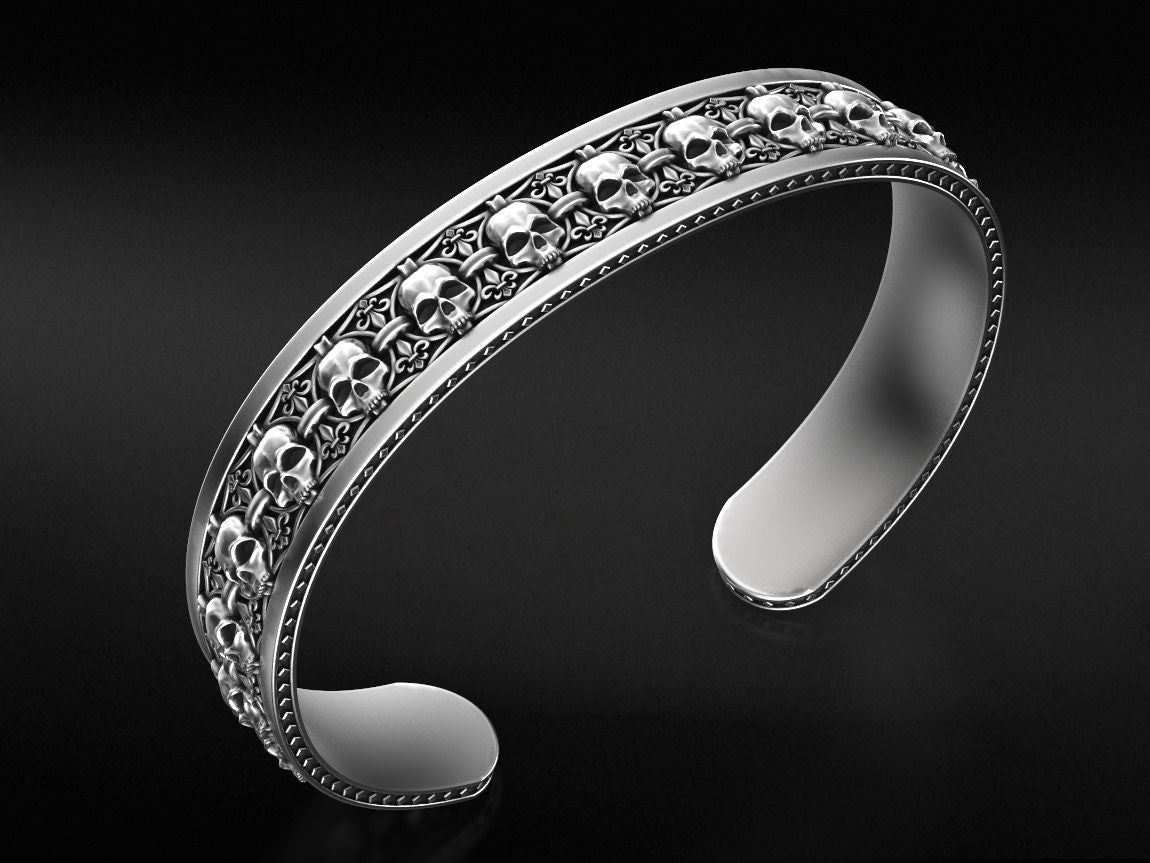 RARE PRINCE by CARAT SUTRA | Unique Designed Skull Cuff | Bracelet for Men | Biker Bracelet for Men | 925 Sterling Silver Bracelet | Men's Jewelry | With Certificate of Authenticity and 925 Hallmark