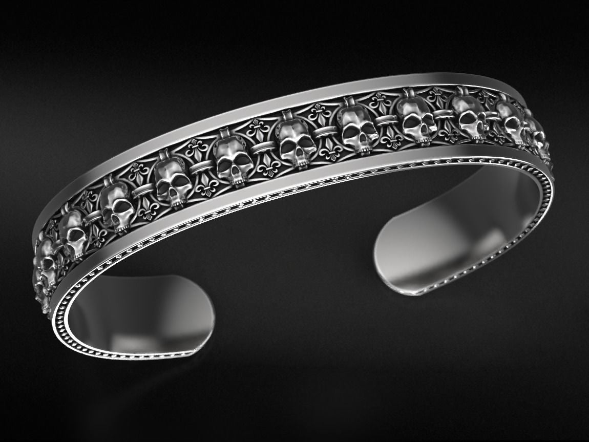 RARE PRINCE by CARAT SUTRA | Unique Designed Skull Cuff | Bracelet for Men | Biker Bracelet for Men | 925 Sterling Silver Bracelet | Men's Jewelry | With Certificate of Authenticity and 925 Hallmark